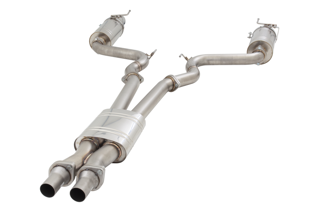 XFORCE Ford Mustang GT 2015- Twin 3" Stainless Steel Cat-Back Exhaust System (Round rear mufflers) (ES-FM15-CBS)