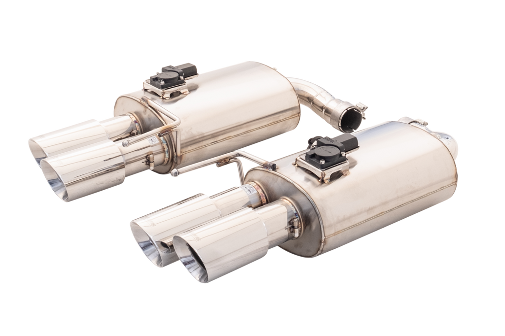 XFORCE Ford Mustang GT 2018 (Coupe&Convertible) Twin 3" Stainless Steel Axle-Back Exhaust System With Oval Varex Mufflers/Quad Tips (ES-FM18-VMK-ABS)