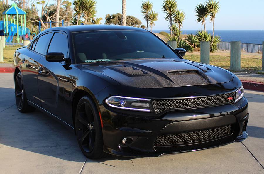 VIS Racing Double Sided Carbon Fiber Hood Terminator Style for Dodge Charger 4DR 2015-2023 (15DGCHA4DTM-010D)