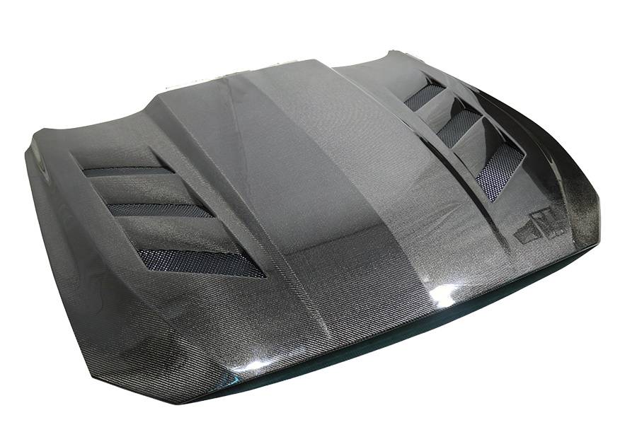 VIS Racing Double Sided Carbon Fiber Hood AMS Style for Ford MUSTANG 2DR 2018-2023 (18FDMUS2DAMS-010D)