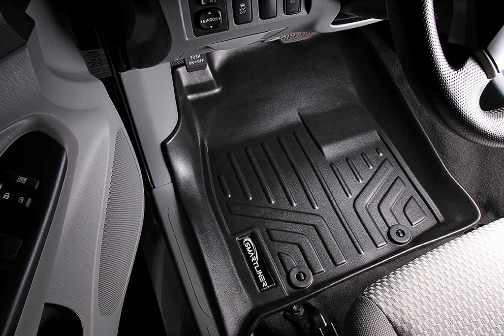 SMARTLINER Custom Fit Floor Mats 1st Row Liner Set Black Compatible With 2005-2011 Toyota Tacoma (SA0033)
