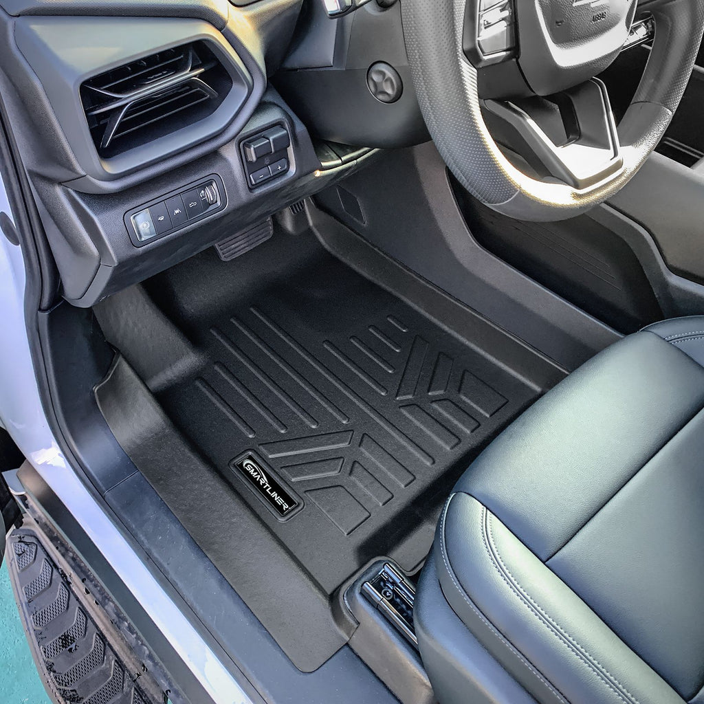 SMARTLINER Custom Fit All Weather Protection Black 2 Row Floor Liners Compatible With 2024-2025 Chevrolet Silverado EV Trims ) (SA0753/B0753)