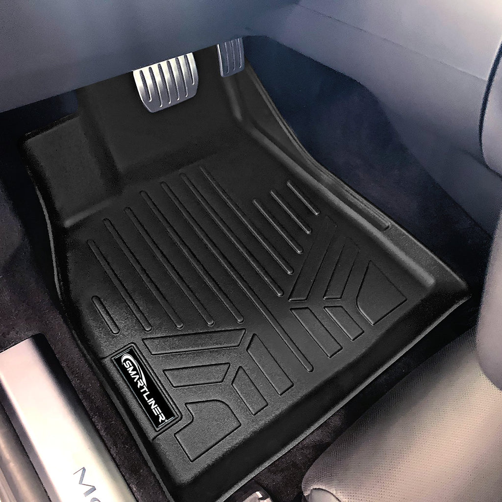 SMARTLINER All Weather Protection Custom Fit Black 2 Row Floor Mats and Cargo Liner Under The Cargo Deck Set Compatible With 2020-2023 Tesla Model S (SA0729/B0729/E0729)