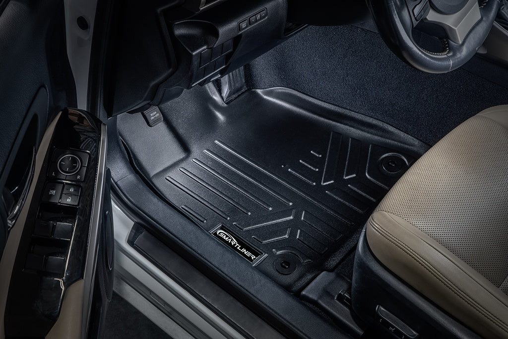 SMARTLINER Floor Mats 1st Row Liner Set Black Compatible With 2014-2021 Lexus IS Sedan RWD / 2015-2021 RC F (SA0138)