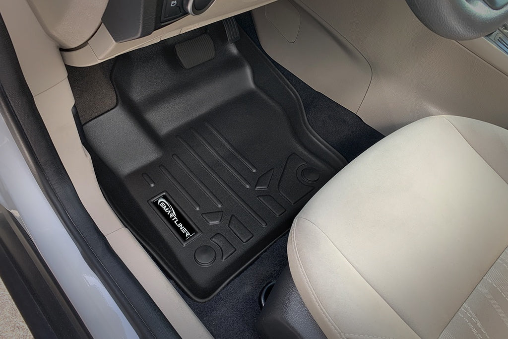 SMARTLINER Custom Fit All Weather Protection Black 2 Row Floor Liners & Cargo Liner behind the 2nd Row Seats Compatible With 2012-2018 Ford Focus (SA0122/B0122/D0122)
