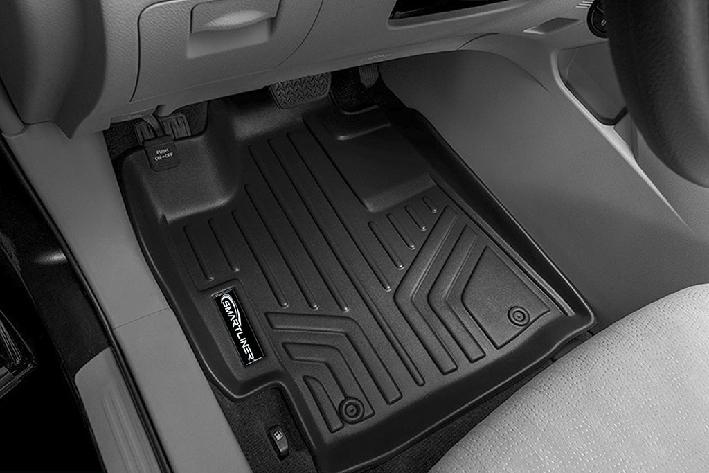 SMARTLINER Custom Fit Floor Mats 1st Row Liner Set Black Compatible With 2008-2013 Toyota Highlander Hybrid Only (SA0037)