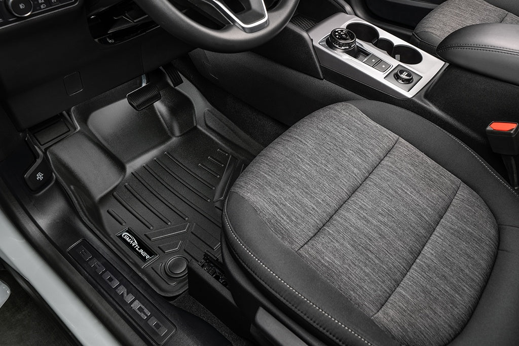 SMARTLINER Custom Fit All Weather Black 2 Row Floor Mat Liner Set Compatible With 2021-2024 Ford Bronco Sport (SA0546/B0546)