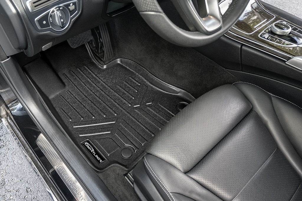 SMARTLINER All Weather Protection Custom Fit Black 2 Row Floor Mats and Cargo Liner Set Compatible With 2017-2023 Mercedes Benz C-Class (SA0165/B0713/D0713)