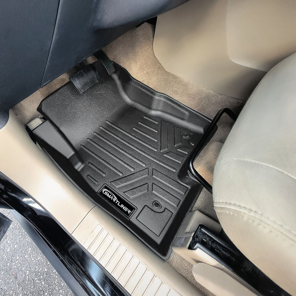 SMARTLINER Custom Fit Floor Mats 2 Row Liner Set Black Compatible With 2017 Jeep Patriot with 1st Row Dual Driver Side Floor Hooks (SA0353/B0263)