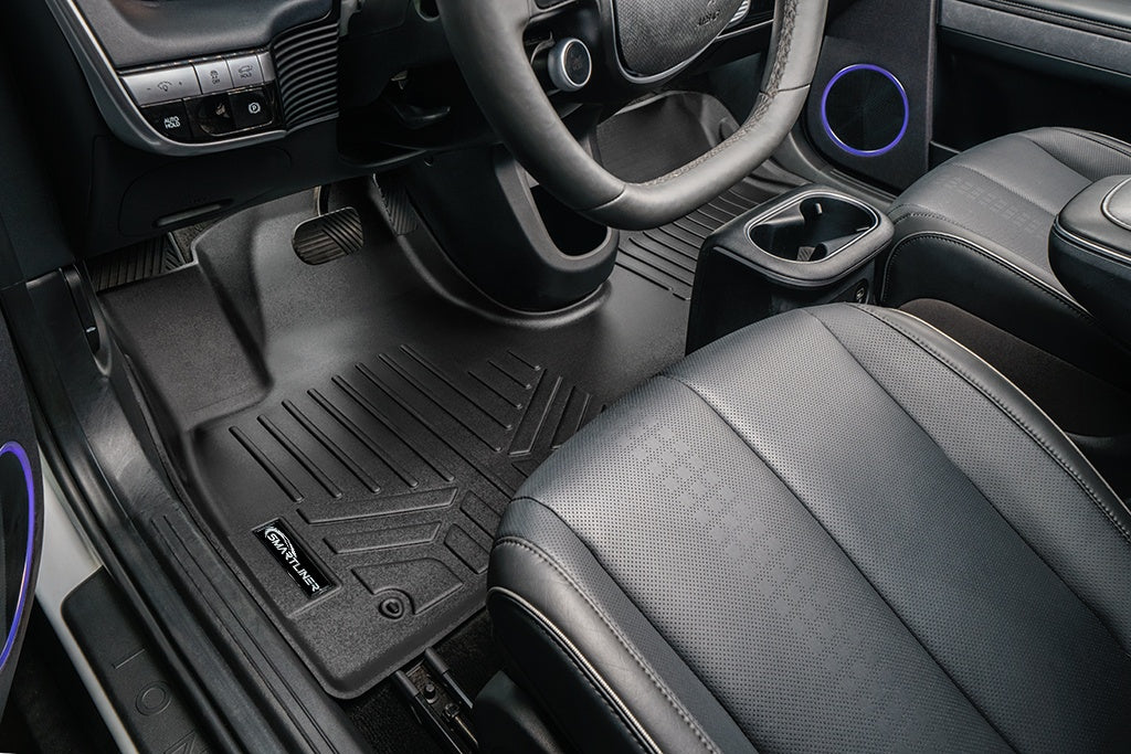 SMARTLINER Custom Fit All Weather Protection Black 2 Row Floor Liners with 1st Row Over The Hump Coverage & Cargo Liner behind the 2nd Row Seats Compatible With 2022-2025 Hyundai Ioniq 5 (SA0601/B0601/D0601)