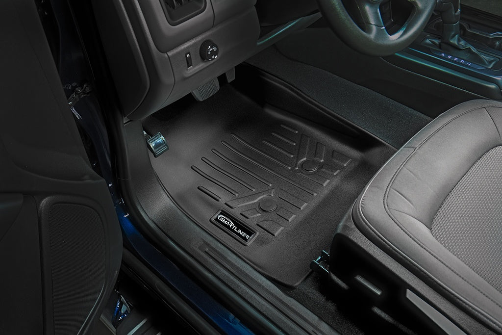 SMARTLINER Custom Fit Floor Mats 2 Row Liner Set Black Compatible With 2015-2022 Chevy Colorado Crew Cab / GMC Canyon Crew Cab (SA0164/B0164)