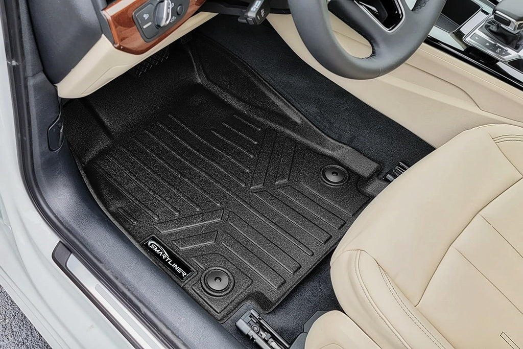 SMARTLINER Custom Fit All Weather Protection Black 2 Row Floor Liners Compatible With 2017-2025 Audi A4/S4 (SA0352/B0352-N1)
