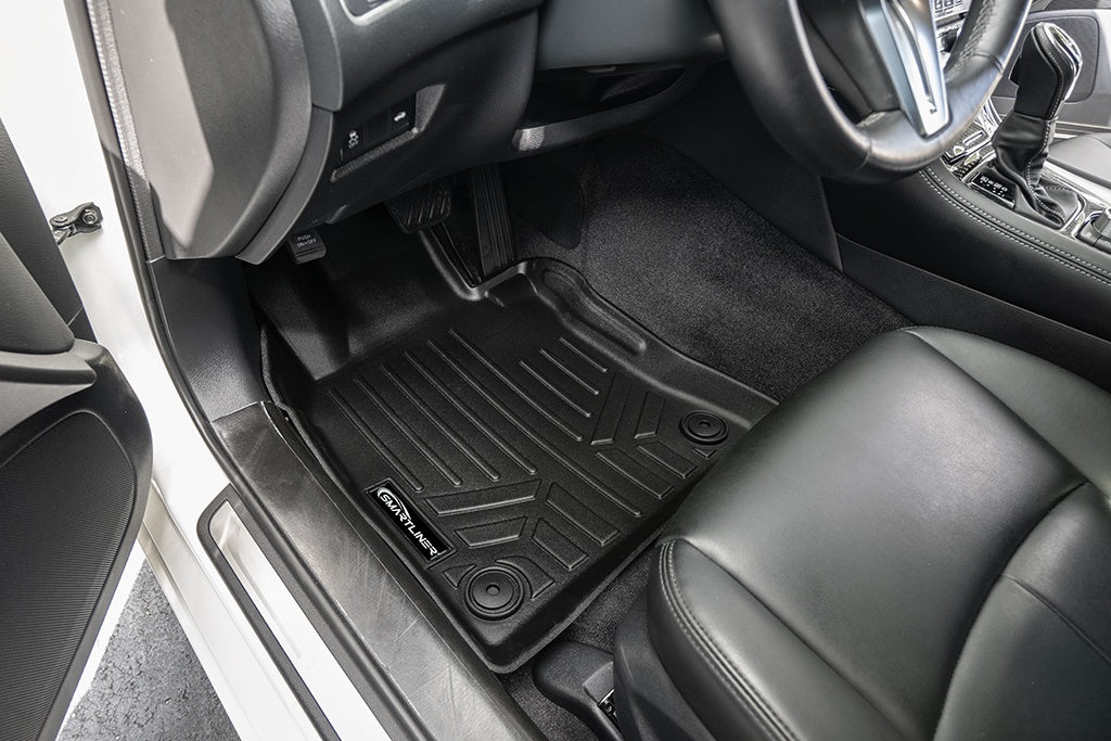 SMARTLINER Custom Fit Floor Mats 2 Rows and Cargo Liner Trunk Set Black Compatible With 2018-2022 Infiniti Q50 (SA0469/B0469/D0469)