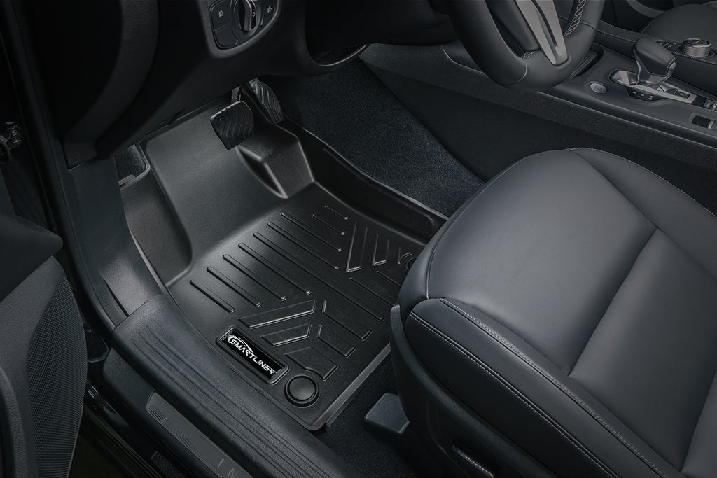 SMARTLINER Custom Fit All Weather 1st Row Black Floor Mat Liner Set Compatible With 2022-2024 Infiniti QX55/2019-2022 QX50 (SA0587)