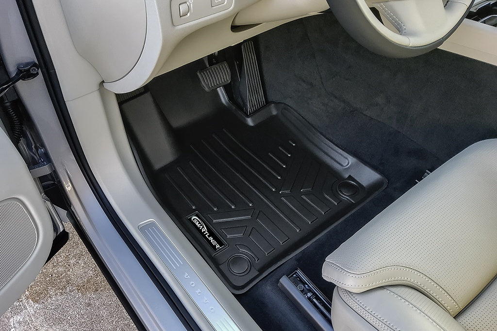 SMARTLINER Custom Fit All Weather 2 Row Black Floor Mat Liner Set Compatible With 2018-2023 Volvo XC60 (SA0604/B0604)