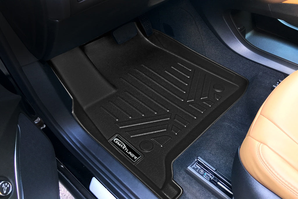 SMARTLINER Floor Mats 3 Rows and Cargo Liner Behind 3rd Row Set Black Compatible With 2018-2022 Buick Enclave with 2nd Row Bench Seat (SA0345/B0343/C0343/E0345)