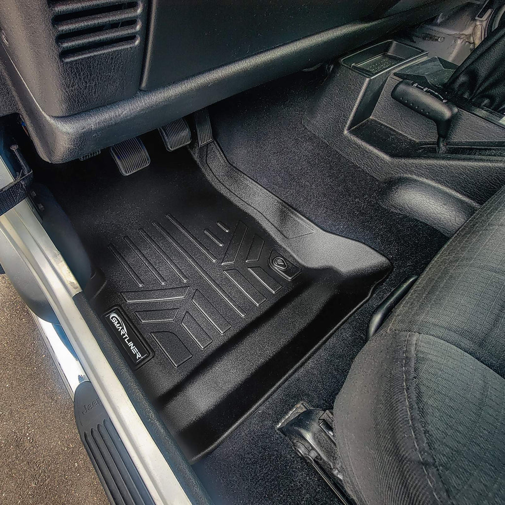 SMARTLINER Custom Fit Floor Mats 1st Row Liner Set Black Compatible With 1997-2006 Jeep Wrangler Unlimited 4 Door and 2 Door Models (SA0392)