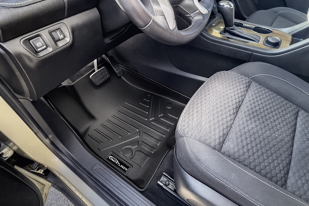 SMARTLINER Custom Floor Mats 3 Rows and Cargo Liner Behind 3rd Row Set Black Compatible With 2020-2025 Cadillac XT6 with 2nd Row Bench Seat (SA0230-R/B0248-R/C0248-R/E0230-R)