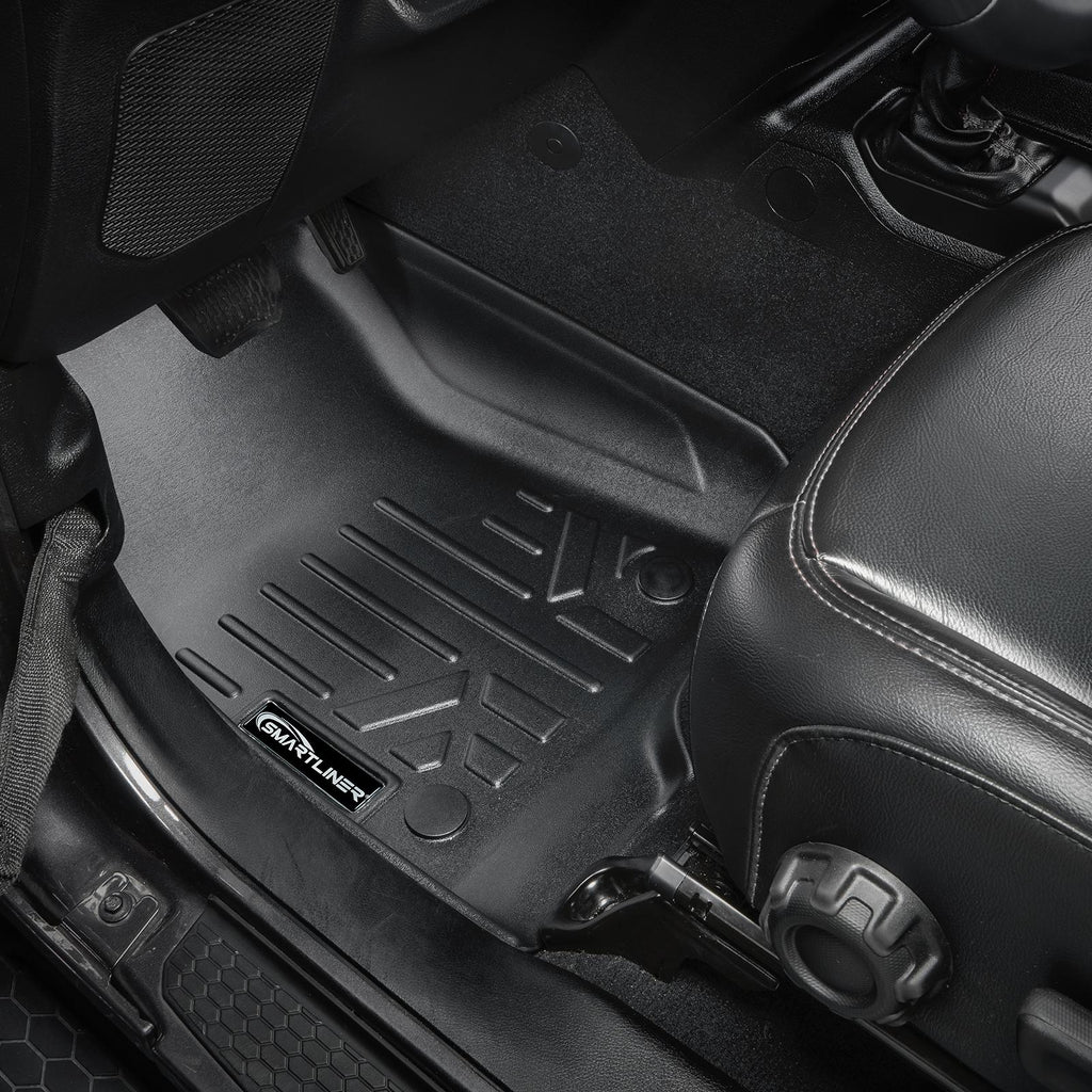 SMARTLINER Floor Mats 2 Rows and 5ft Rugged Bed Liner Set Black Compatible With 2020-2023 Gladiator with Lockable Rear Underseat Storage (SA0316/B0459/K0459)