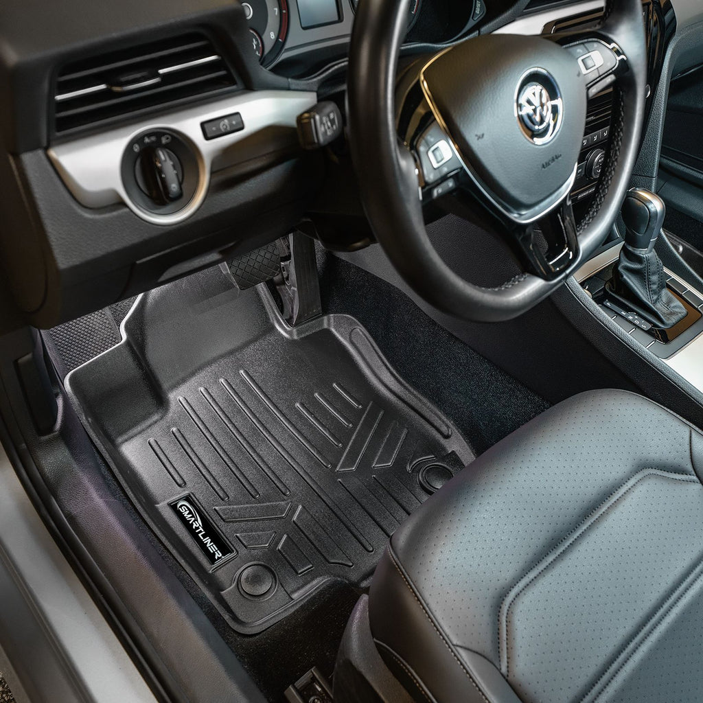 SMARTLINER All Weather Custom Fit Black 2 Row Floor Mats and Cargo Liner Set Compatible With 2020-2022 Volkswagen Passat (SA0659/B0659/D0659)