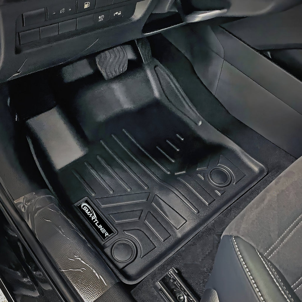 SMARTLINER Custom Fit All Weather Protection Black 2 Row Floor Liners & Cargo Liner behind the 2nd Row Seats Compatible With 2023-2025 Mitsubishi Outlander PHEV (SA0733/B0733/D0733)