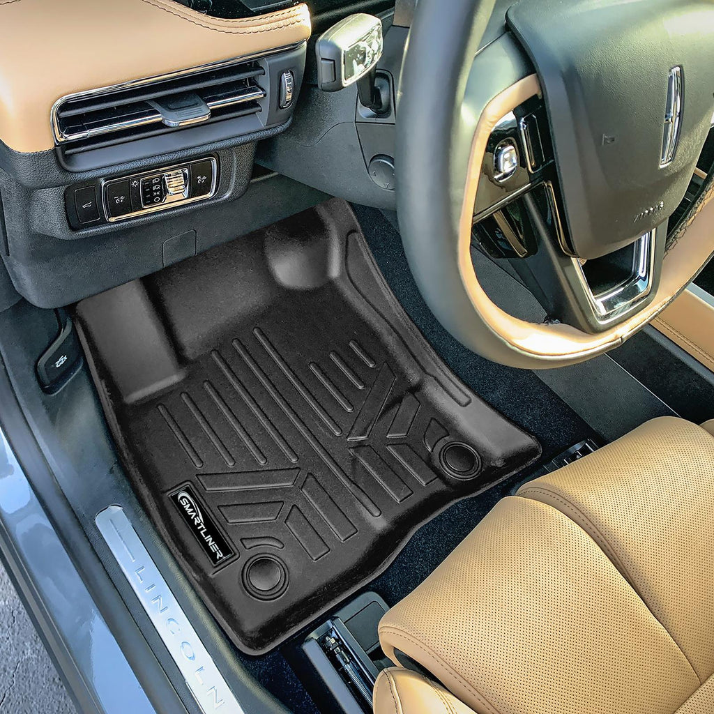 SMARTLINER All Weather Protection Custom Fit Black 2 Row Floor Mat Liner Set Compatible With 2020-2024 Lincoln Corsair (SA0709/B0709)