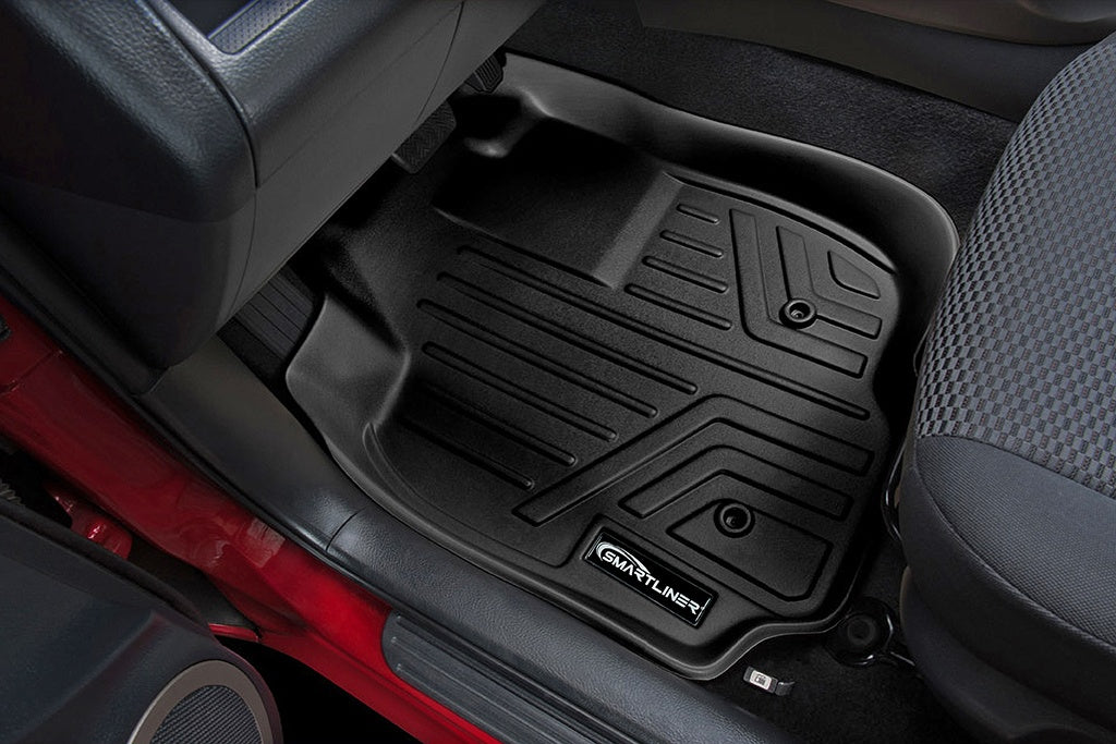 SMARTLINER Custom Fit Floor Mats 1st Row Liner Set Black Compatible With 2006-2012 Toyota RAV4 (SA0019)