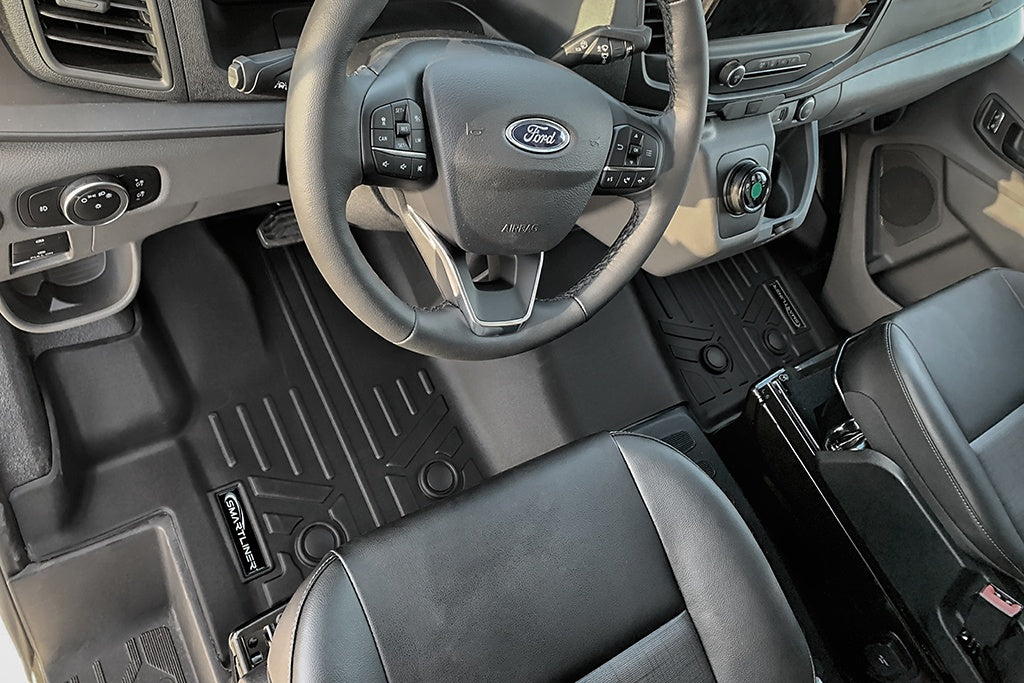 SMARTLINER All Weather Custom Fit First Row Floor Mat Liner Compatible With 2022-2023 Ford E-Transit (SA0636)