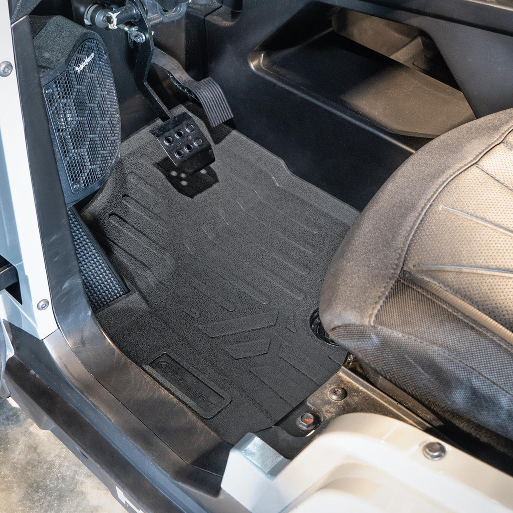 SMARTLINER All Weather Protection Custom Fit Black 2 Row Rugged Rubber Floor Liner Set Compatible With 2019-2023 Polaris General XP 4 1000 (UA0126/UB0126)