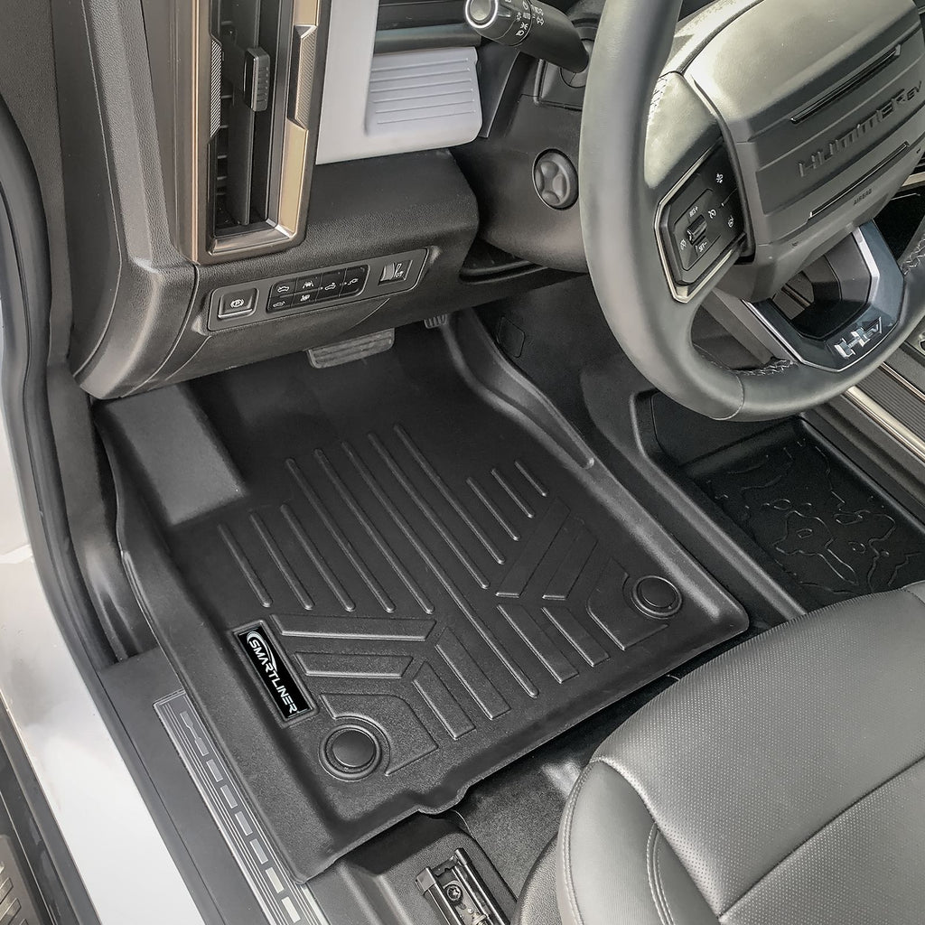 SMARTLINER All Weather Protection Custom Fit Black 1st Row Floor Mat Liner Set Compatible With 2022-2024 GMC Hummer EV Pickup & 2024 GMC Hummer EV SUV (SA0660)