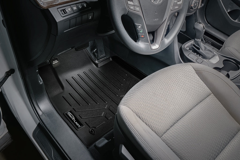 SMARTLINER Custom Floor Mats 2 Rows and Cargo Liner Behind 2nd Row Set Black Compatible With 2013-2018 Hyundai Santa Fe 5 Passenger Model (SA0114/B0114/D0114)