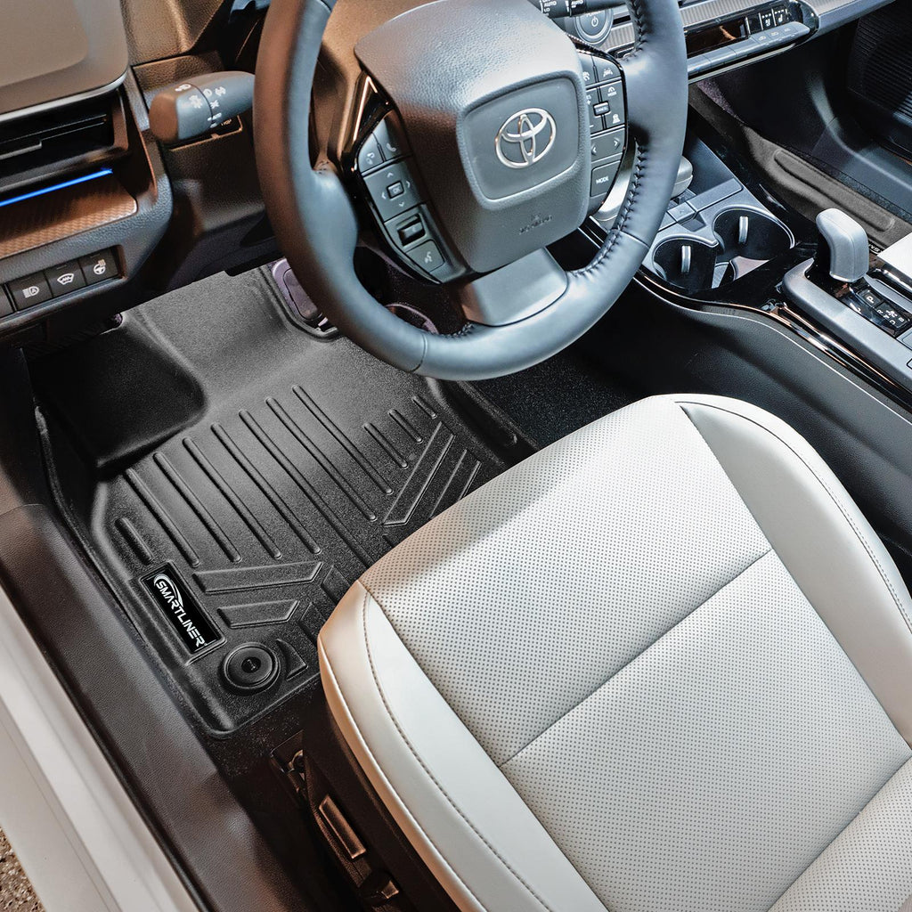 SMARTLINER Custom Fit All Weather Protection Black 2 Row Floor Liners & Cargo Liner behind the 2nd Row Seats Compatible With 2023-2025 Toyota Prius Prime (SA0700/B0723/D0723)