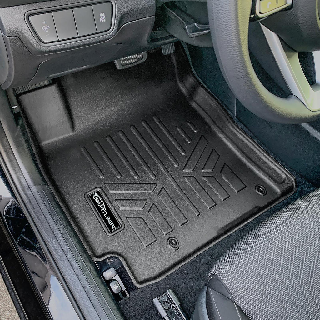 SMARTLINER All Weather Protection Custom Fit Black 1st Row Floor Mat Liner Set Compatible With 2019-2024 Kia Forte (SA0735)