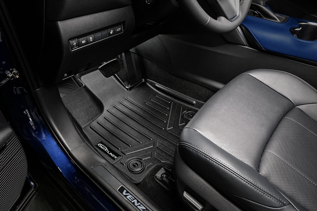 SMARTLINER Custom Fit All Weather 2 Row Black Floor Mats Liner Set Compatible With 2021-2023 Toyota Venza (SA0537/B0537)