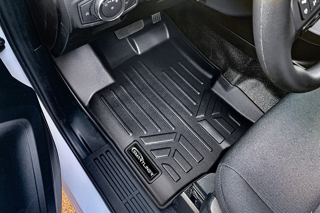 SMARTLINER Custom Fit Floor Mats 1st Row Liner Set Black Compatible With Vinyl Flooring 2019-2021 Ford Ranger (SA0454)