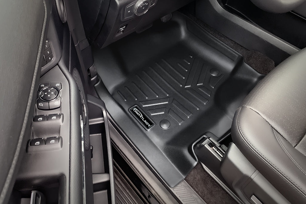 SMARTLINER Floor Mats 3 Row Liner Set Black Compatible With 2018-2022 Expedition / Navigator with 2nd Row Bench Seat (SA0350/B0351/C0351)