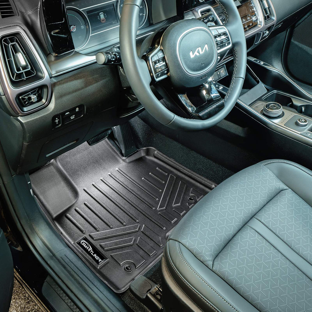 SMARTLINER Custom Fit 2 Row Floor Mats & Cargo Liner Behind 2nd Row Set Compatible With 2021-2023 Kia Sorento Hybrid (SA0608/B0608/D0547)
