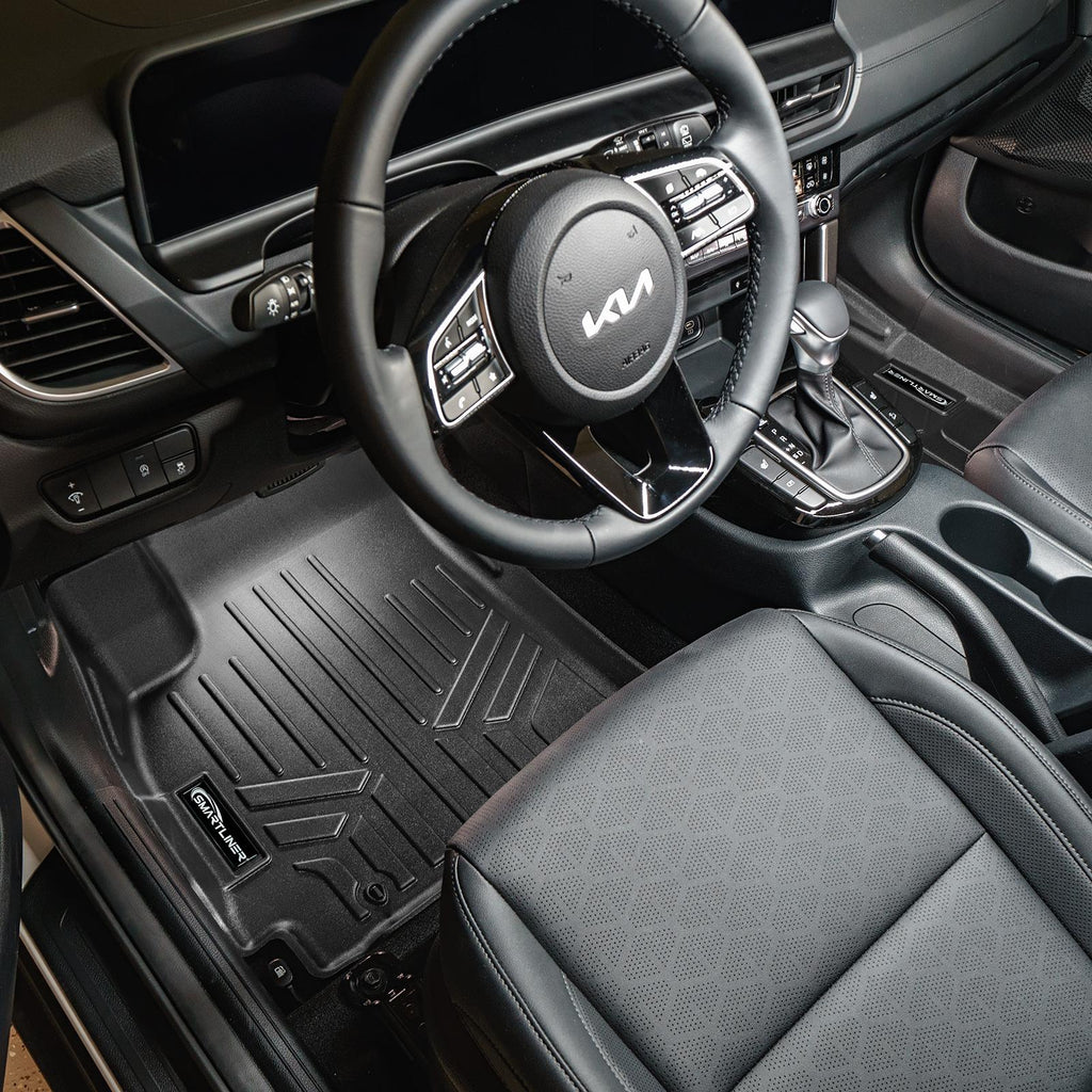 SMARTLINER All Weather Protection Custom Fit Black 2 Row Floor Mat Liner Set & Cargo Liner Behind 2nd Row in Upper Position Compatible With 2024 Kia Seltos without Subwoofer (SA0510/B0510/D0714)
