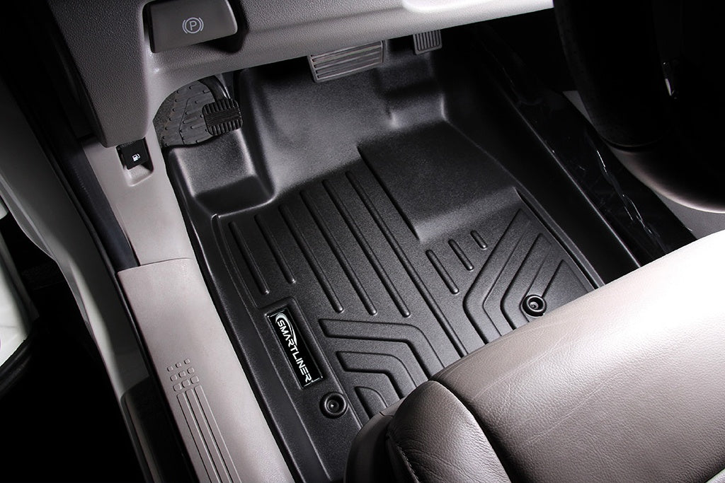 SMARTLINER Custom Fit Floor Mats 2 Row Liner Set Black Compatible With 2009-2015 Honda Pilot (SA0036/B0036)