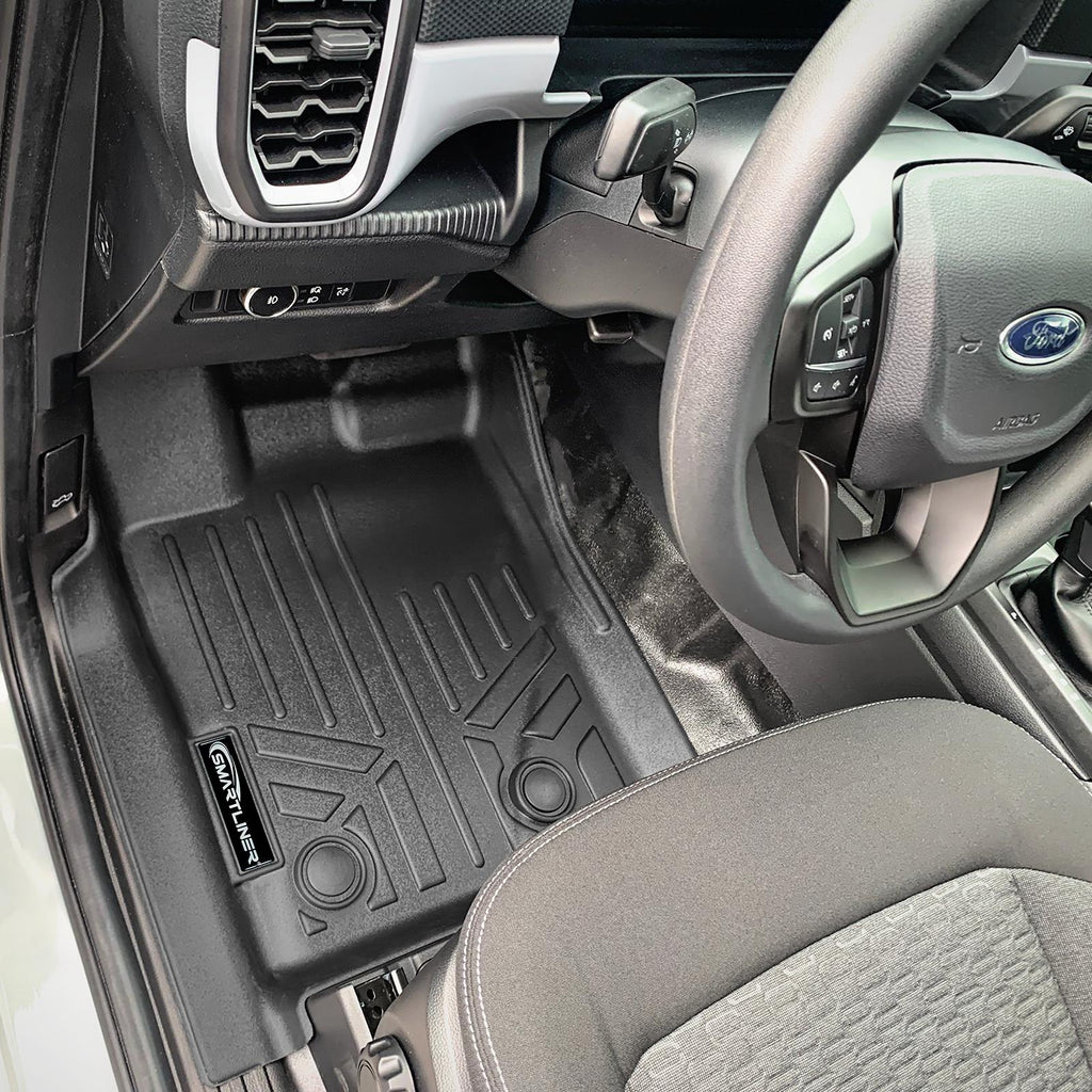 SMARTLINER Custom Fit All Weather Protection Black 2 Row Floor Liners Compatible With 2024-2025 Ford Ranger (SA0748/B0748)