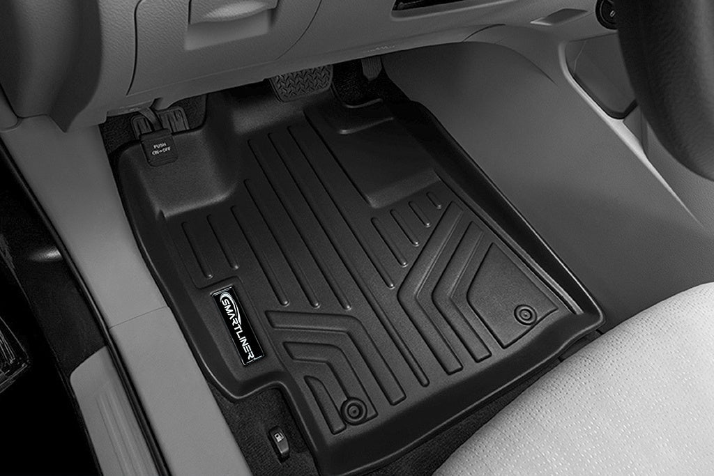 SMARTLINER Custom Fit Floor Mats 3 Row Liner Set Black Compatible With 2008-2013 Toyota Highlander Non Hybrid (SA0038/B0037/C0037)