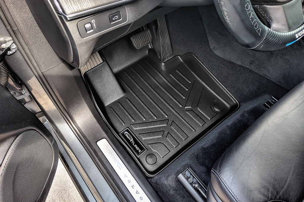 SMARTLINER Floor Mats 3 Rows and Cargo Liner Behind 3rd Row Set Black Compatible With 2020-2023 Volvo XC90 (SA0223/B0633/C0633/E0223)