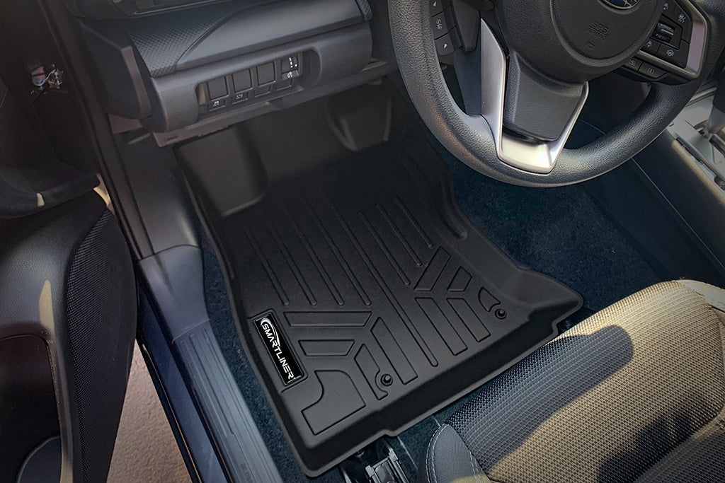 SMARTLINER Custom Fit All Weather 2 Row Black Floor Mat Liner Set Compatible With 2019-2022 Subaru Forester (SA0452/B0452)