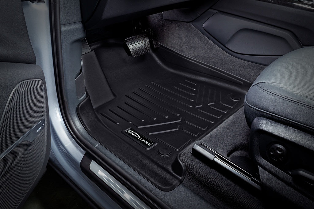 SMARTLINER Custom Fit All Weather Protection Black 3 Row Floor Liners & Cargo Liner behind the 3rd Row Seats Compatible With 2017-2025 Audi Q7/SQ7 (SA0364/B0364/C0364/E0364)