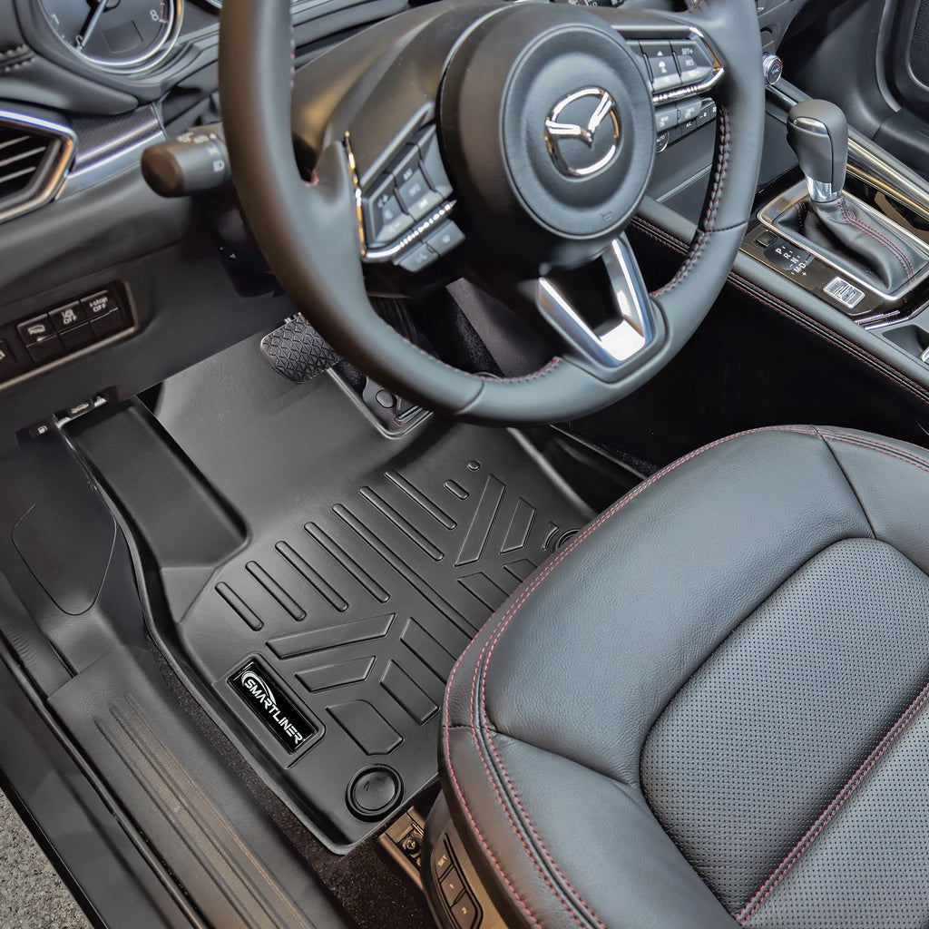 SMARTLINER Custom Fit All Weather Protection Black 2 Row Floor Liners & Cargo Liner behind the 2nd Row Seats Compatible With 2017-2021 Mazda CX-5 (SA0301/B0301/D0301)