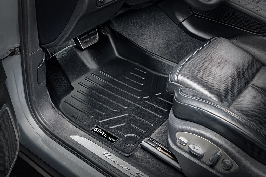 SMARTLINER Custom Fit Floor Mats 2 Row Liner Set Black Compatible With 2014-2021 Porsche Macan - All Models (SA0214/B0215)