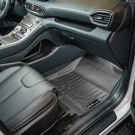 SMARTLINER Custom Fit All Weather Black 1st Row Floor Mat Liner Set Compatible With 2021-2023 Hyundai Santa Fe (SA0550)