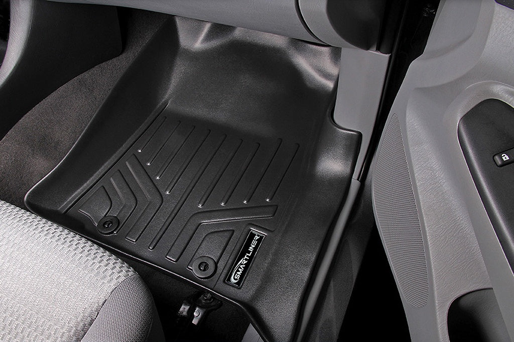 SMARTLINER Custom Fit Floor Mats 1st Row Liner Set Black Compatible With 2005-2011 Toyota Tacoma (SA0033)