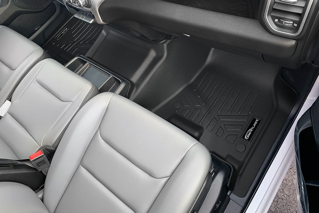 SMARTLINER 2 Row Liner Set Black 19-22 Ram 1500 Crew Cab Vinyl Floor 1st Row Bench Seat without Rear Underseat Storage (SA0427/B0369)