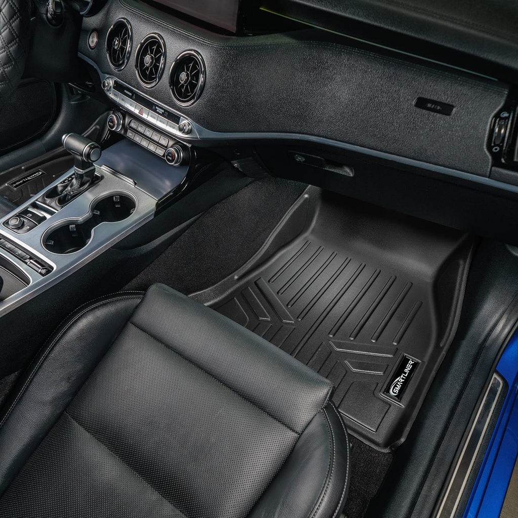 SMARTLINER Custom Fit All Weather 2 Row Floor Mats & Cargo Liner Set Black Compatible With 2018-2023 Kia Stinger Models) (SA0554/B0554/D0554)